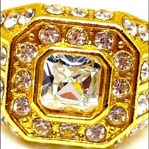 925/18k Yellow Gold CZ Signet Ring